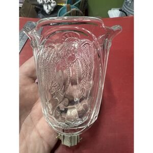 VTG Homco Home Interiors Clear Glass Embossed Angel Votive Cup Peg Candle Holder